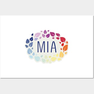 Mia name with colorful leaves Posters and Art